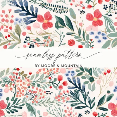 Multicolored Christmas Ditsy Floral Seamless Digital