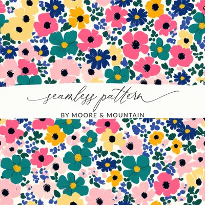 Multicolored Ditsy Floral Seamless Spring Floral Pattern