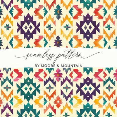 Multicolored Geometric Indian Aztec Seamless Pattern Digital