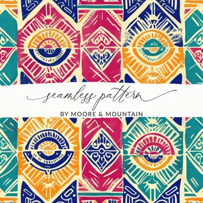 Multicolored Seamless Aztec Geometric Native American Pattern