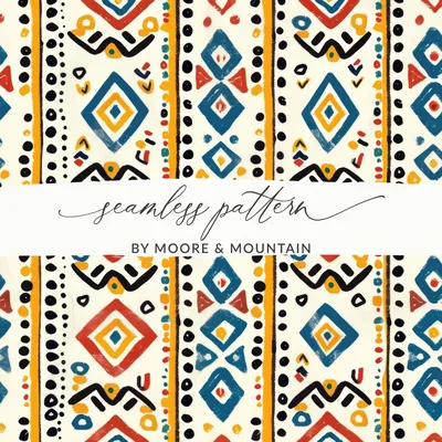 Multicolored Seamless Aztec Geometric Native American Pattern Digital