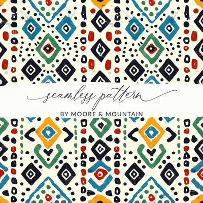 Multicolored Seamless Aztec Geometric Pattern Digital