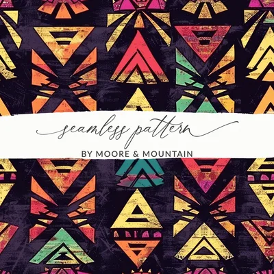 Multicolored Seamless Aztec Geometric Pattern Digital