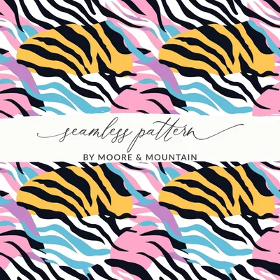 Multicolored Seamless Zebra Stripes Wild Animal Print Digital
