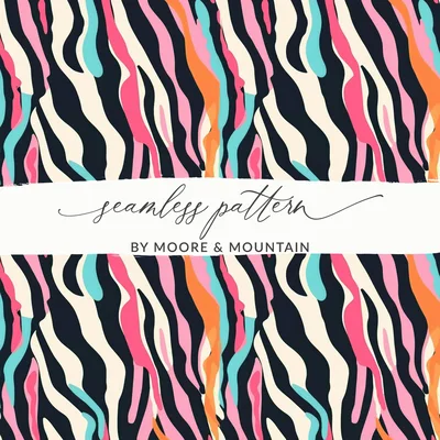 Multicolored Seamless Zebra Stripes Wild Animal Print Digital