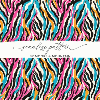 Multicolored Seamless Zebra Stripes Wild Animal Print Digital