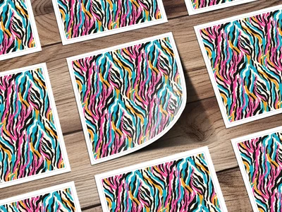 Multicolored Seamless Zebra Stripes Wild Animal Print Digital