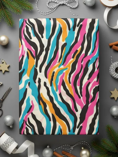 Multicolored Seamless Zebra Stripes Wild Animal Print Digital