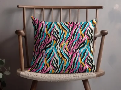Multicolored Seamless Zebra Stripes Wild Animal Print Digital