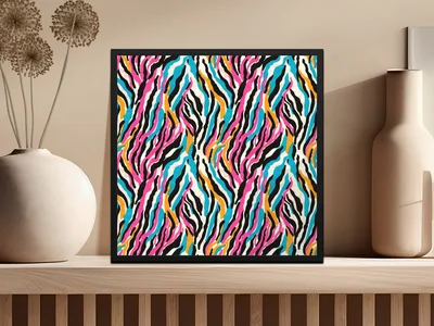 Multicolored Seamless Zebra Stripes Wild Animal Print Digital