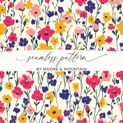 Multicolored Spring Floral Pattern Tiny Seamless Ditsy Flowers Background