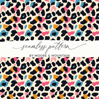 Multicolored Wild Animal Print Seamless Cheetah Pattern Digital