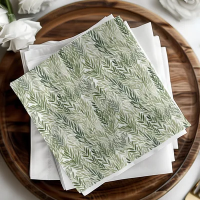 Muted Green Leafy Line Art Seamless Abstract Botanical Repeat