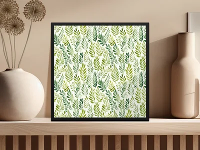 Muted Green Organic Leaf Pattern Watercolor Botanical Repeat