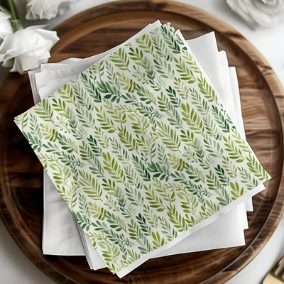 Muted Green Organic Leaf Pattern Watercolor Botanical Repeat
