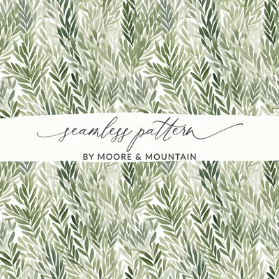 Muted Green Organic Leaves Repeat Kelly Green Seamless Pattern