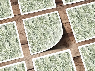 Muted Green Organic Leaves Repeat Kelly Green Seamless Pattern