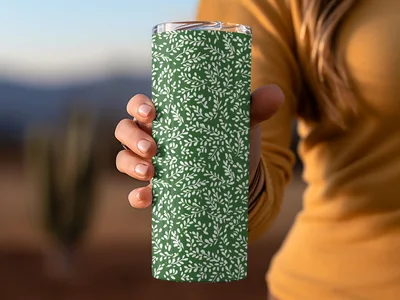 Muted Green Organic Pattern Soft Sage Botanical Repeat