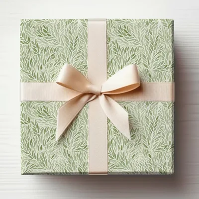 Muted Green Organic Repeat Botanical Leaf Pattern Design