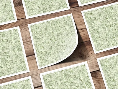 Muted Green Organic Repeat Botanical Leaf Pattern Design