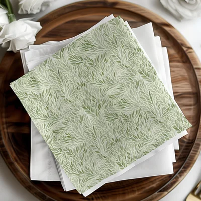 Muted Green Organic Repeat Botanical Leaf Pattern Design