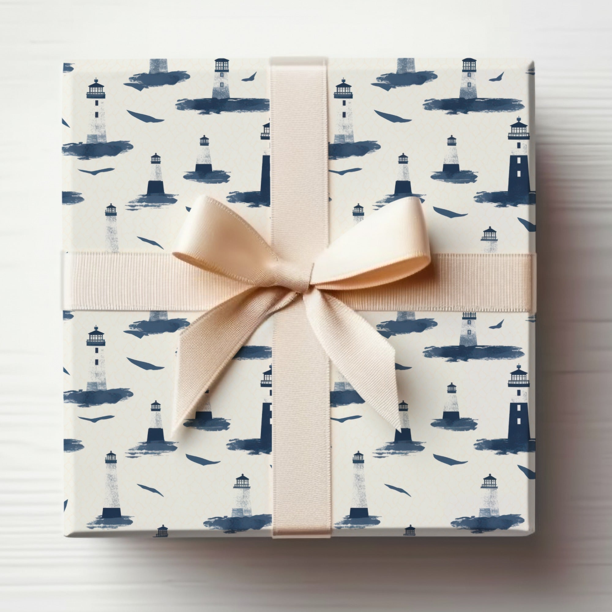 Nautical Lighthouse Pattern, Coastal Digital Paper, Navy Blue, Ocean Theme, Scrapbooking, Printable Backgrounds, Digital Download