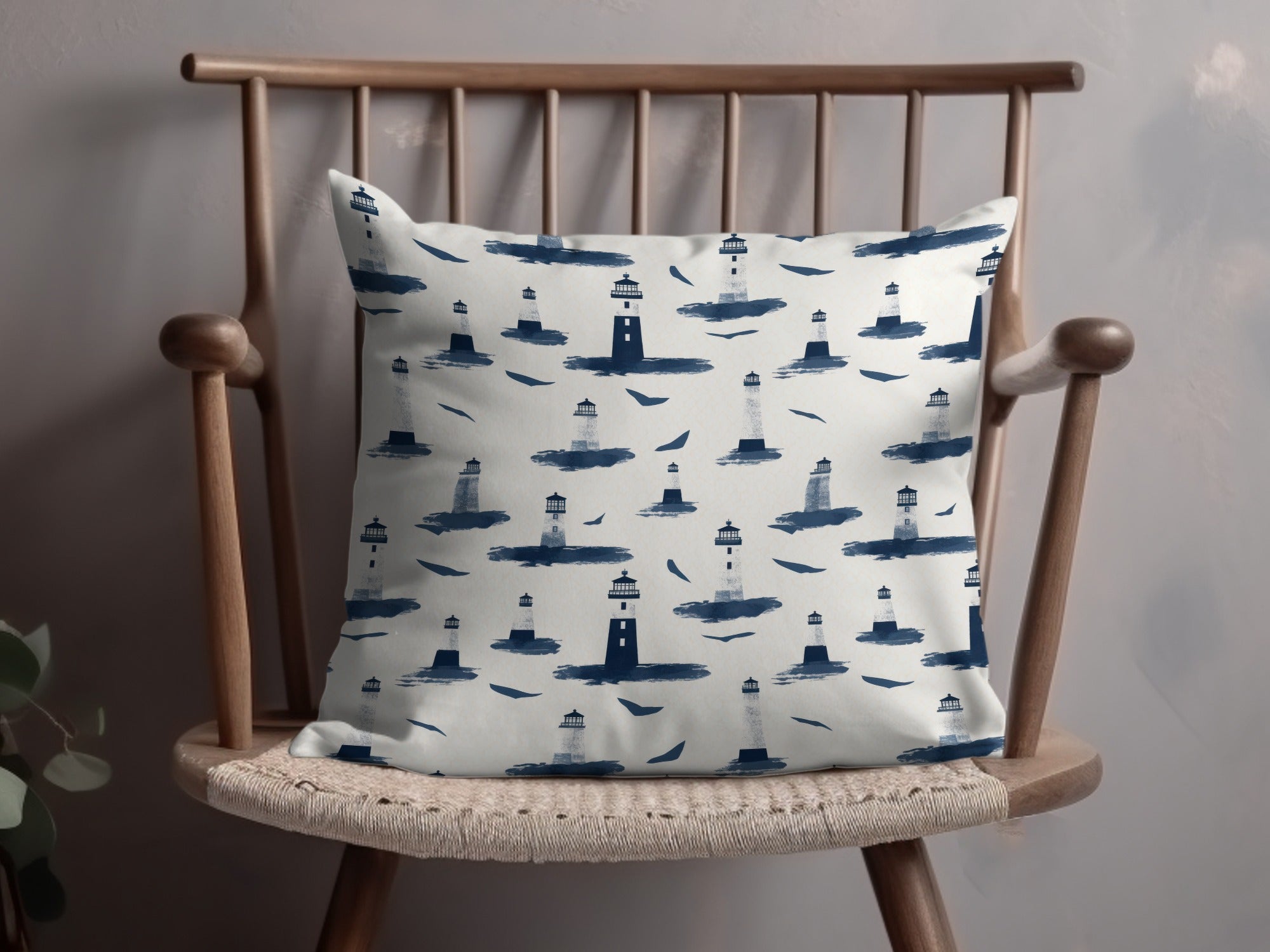 Nautical Lighthouse Pattern, Coastal Digital Paper, Navy Blue, Ocean Theme, Scrapbooking, Printable Backgrounds, Digital Download