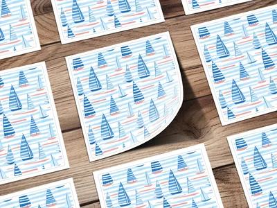 Nautical Sailboat Pattern, Coastal Digital Paper, Summer Theme, Seamless Design, Seamless Pattern for Boys