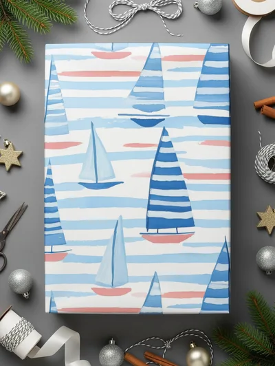Nautical Sailboat Pattern, Coastal Digital Paper, Summer Theme, Seamless Design, Seamless Pattern for Boys