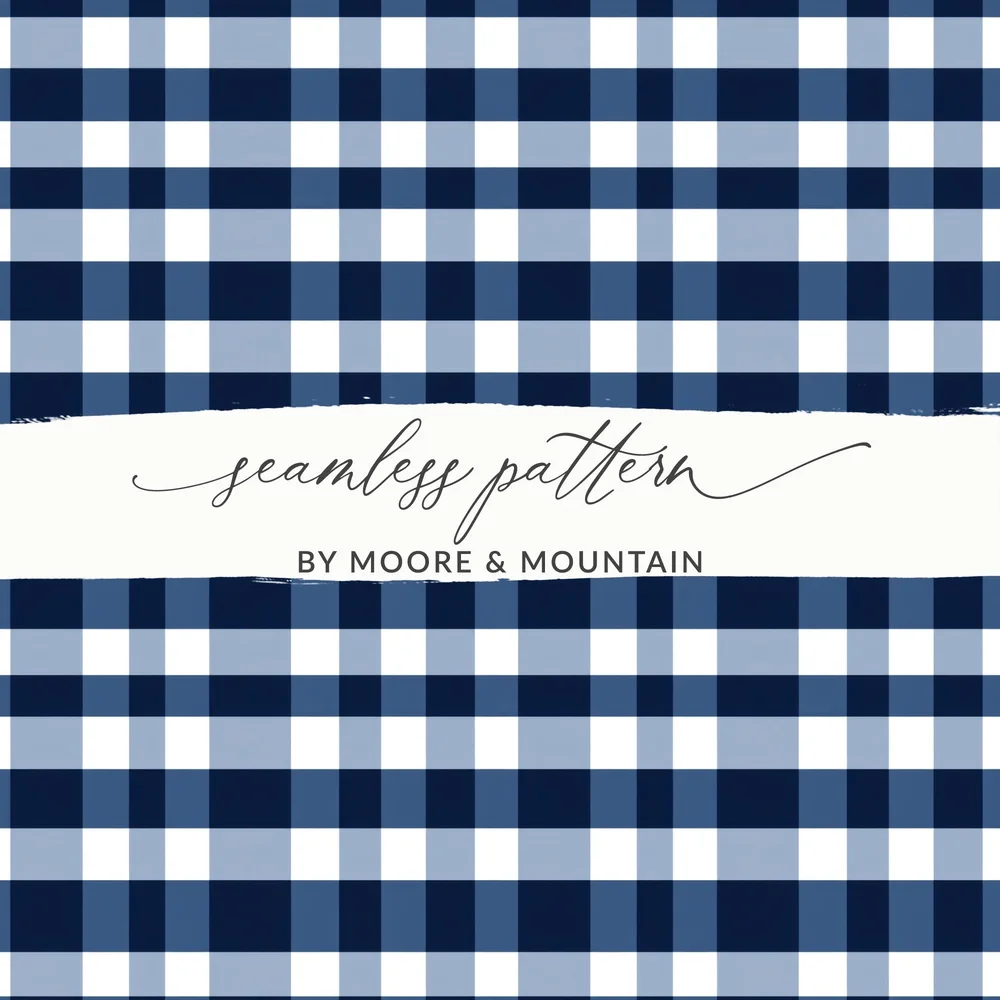 Navy Blue Gingham Digital Paper, Classic Check Pattern, Buffalo Plaid Seamless Pattern