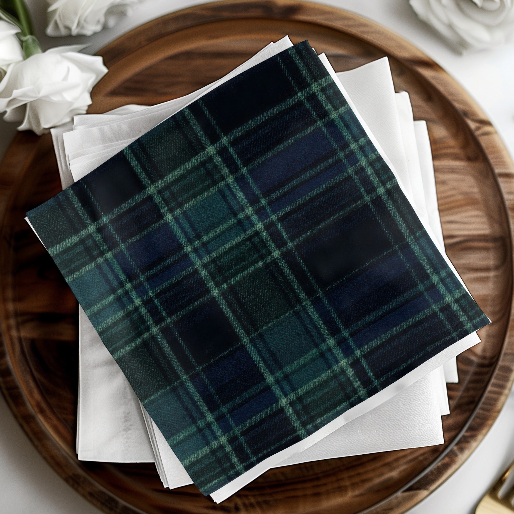 Navy Blue Teal Plaid Scottish Tartan Background Digital