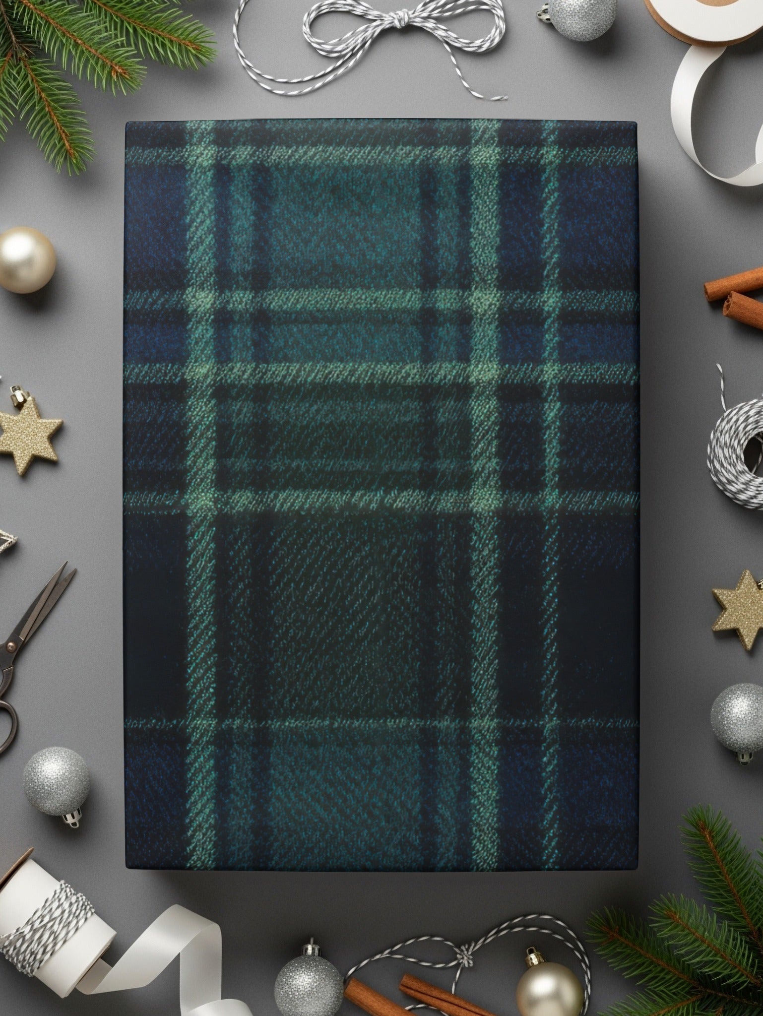 Navy Blue Teal Plaid Scottish Tartan Background Digital