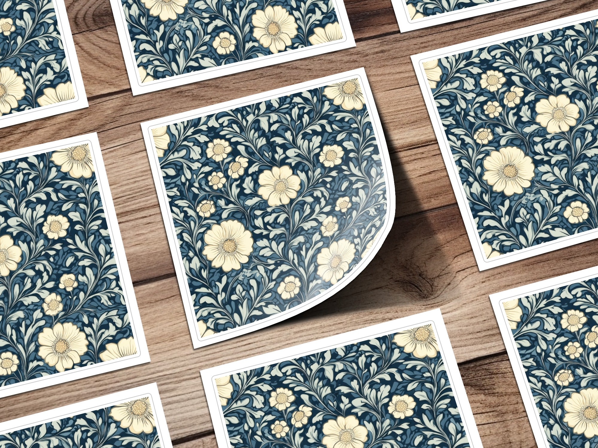 Navy Blue William Morris Seamless Pattern Digital