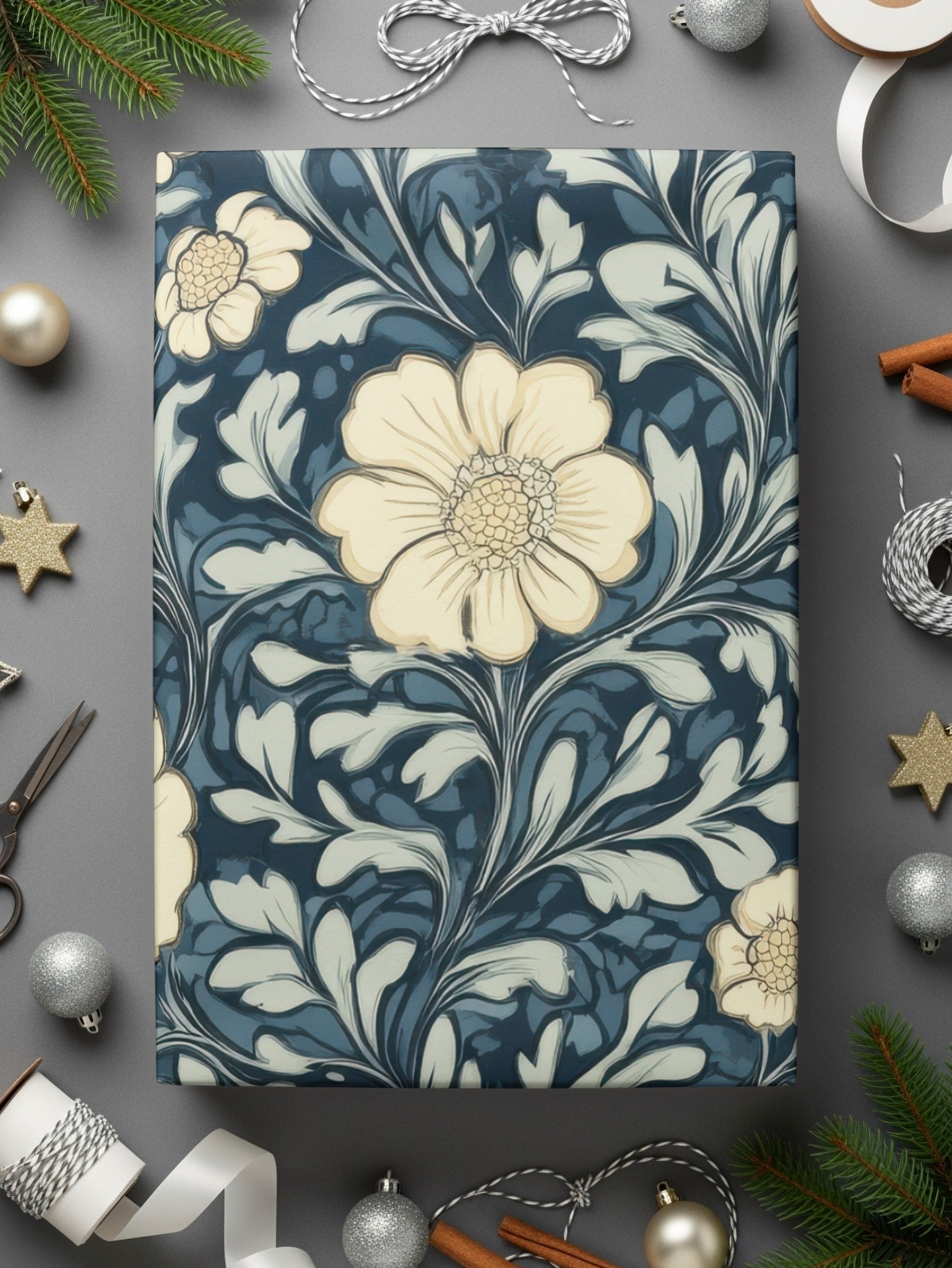 Navy Blue William Morris Seamless Pattern Digital