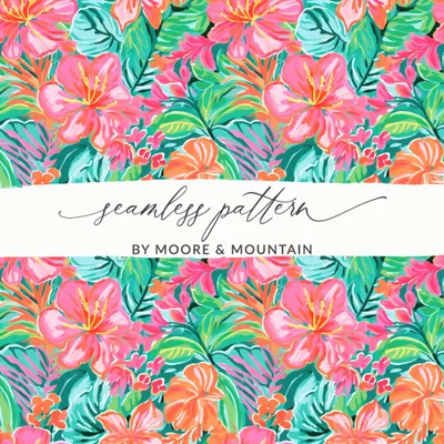 Neon Summery Preppy Beachy Seamless Background Digital