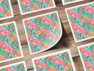 Neon Summery Preppy Beachy Seamless Background Digital