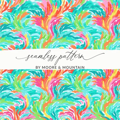 Neon Summery Preppy Beachy Seamless Multicolored Pattern Digital