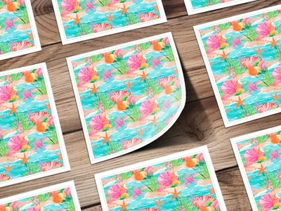 Neon Summery Preppy Beachy Seamless Pattern Digital