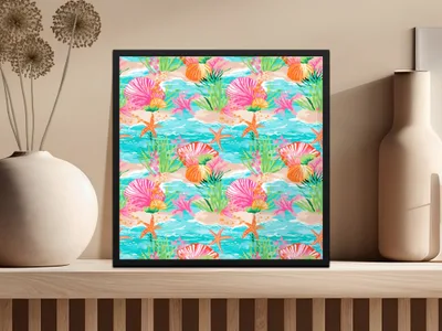 Neon Summery Preppy Beachy Seamless Pattern Digital