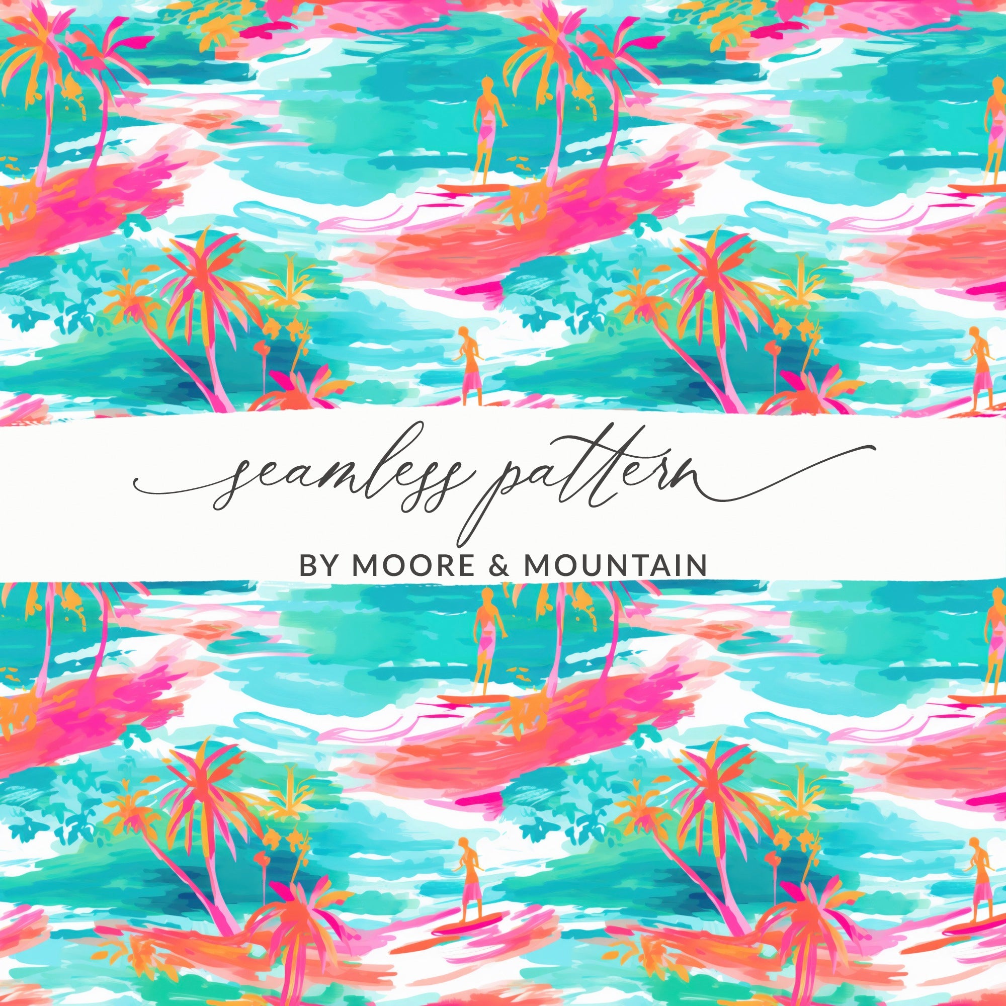 Neon Summery Preppy Beachy Seamless Pattern Digital