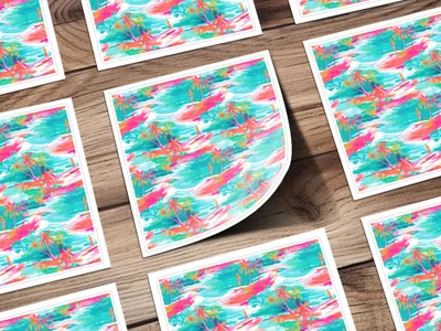 Neon Summery Preppy Beachy Seamless Pattern Digital