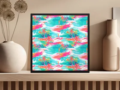 Neon Summery Preppy Beachy Seamless Pattern Digital