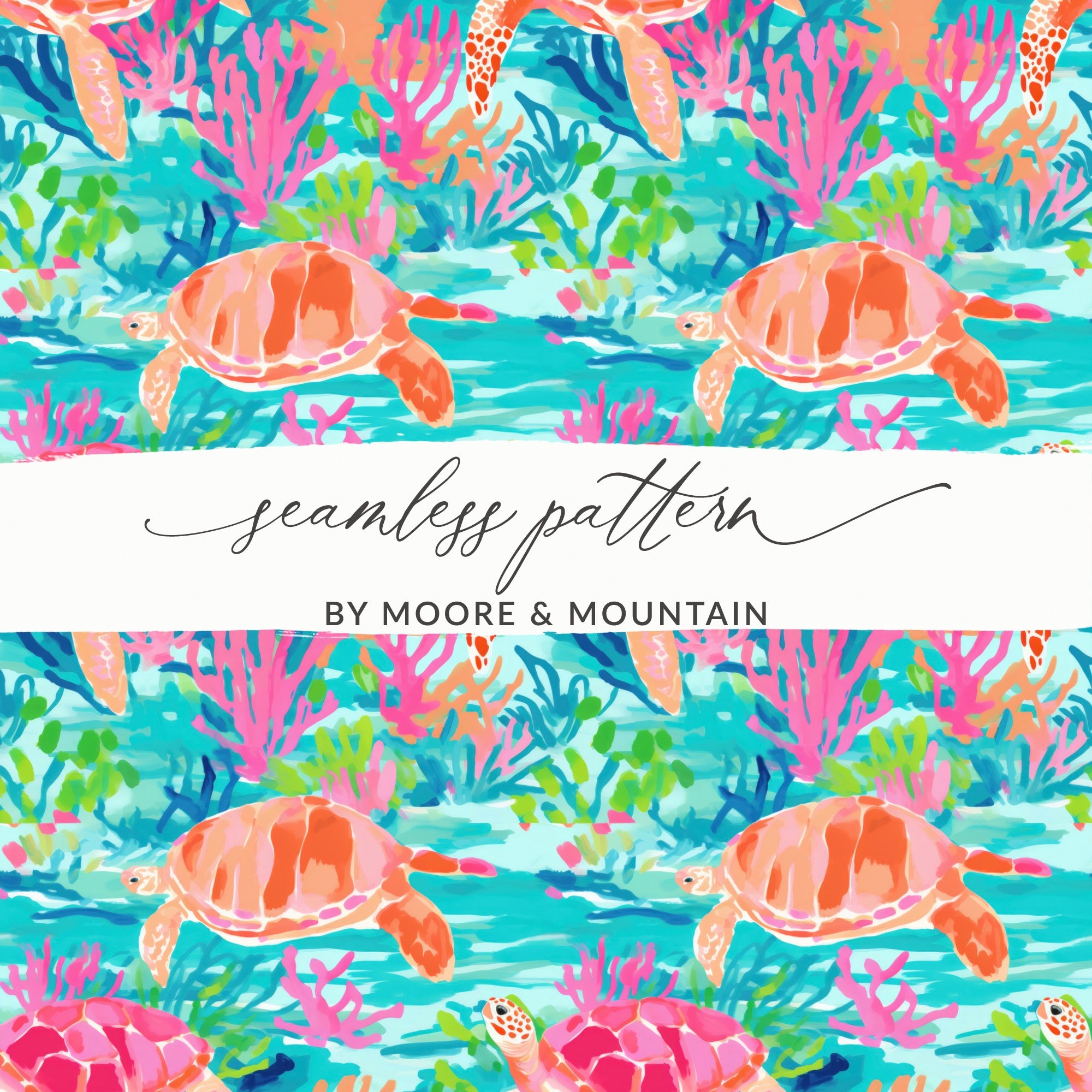 Neon Summery Turquoise Beachy Pattern Digital