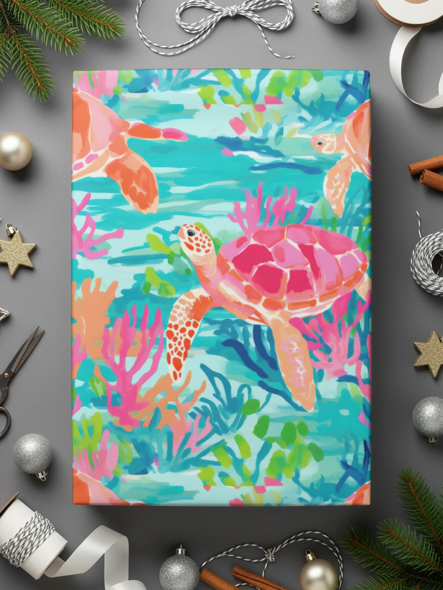 Neon Summery Turquoise Beachy Pattern Digital