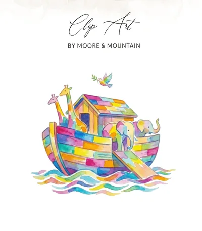 Noah's Ark Watercolor Nursery Art Print Digital Download, Baby Shower Gift, Christening Decor, Christian Baby Room