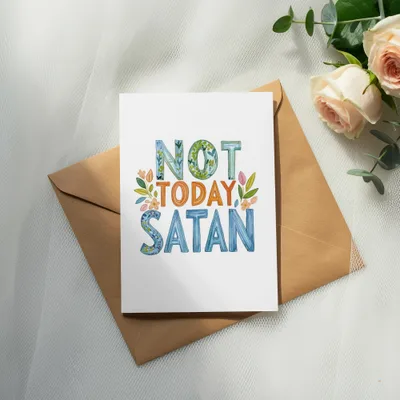Not Today Satan Digital Clipart, Watercolor Preppy PNG, Vibrant Painted SVG, Commercial Use Clipart, Instant Download, High Res File