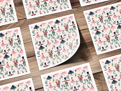 Nutcracker in Pink and Green Background Pattern Digital