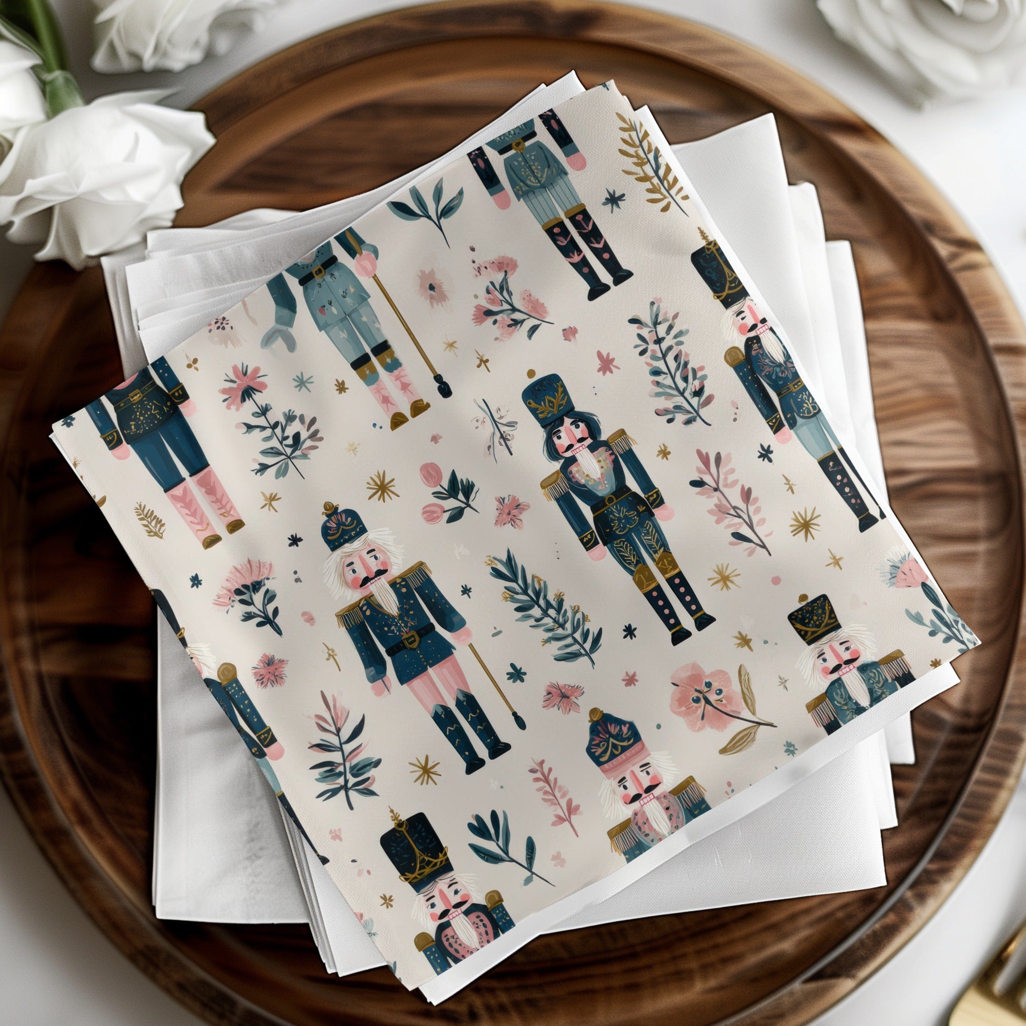 Nutcracker Toy Soldier Floral Festive Design Holiday Digital
