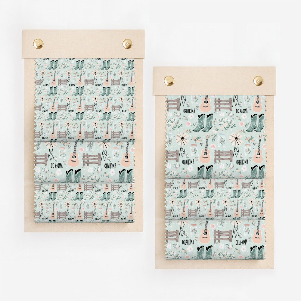 Oklahoma Western Country Seamless Pattern, Cowboy Boots Guitar Windmill Mason Jar Floral Print, Farmhouse Theme Digital Download