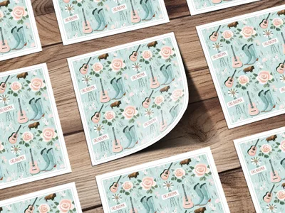 Oklahoma Western Digital Paper, Seamless Pattern, Bison, Guitar, Cowboy Boots, Floral Background, Country Digital File, Boho Western